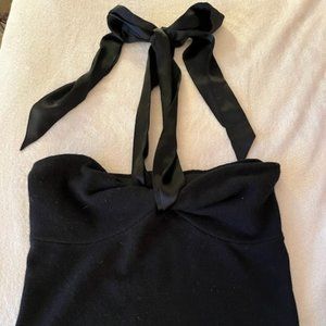 Ralph Lauren Black Label Cashmere Halter Top with Silk Tie Size L